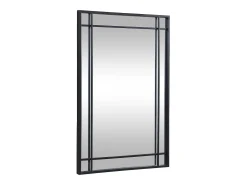 Espelho estilo janela industrial em metal - L.60 x A.86,5 cm - Preto - HISAE