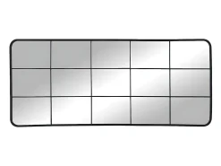 Espelho estilo janela industrial em metal - C. 60 x A. 140 cm - Preto - SCIARA
