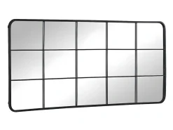 Espelho estilo janela industrial em metal - C. 60 x A. 140 cm - Preto - SCIARA