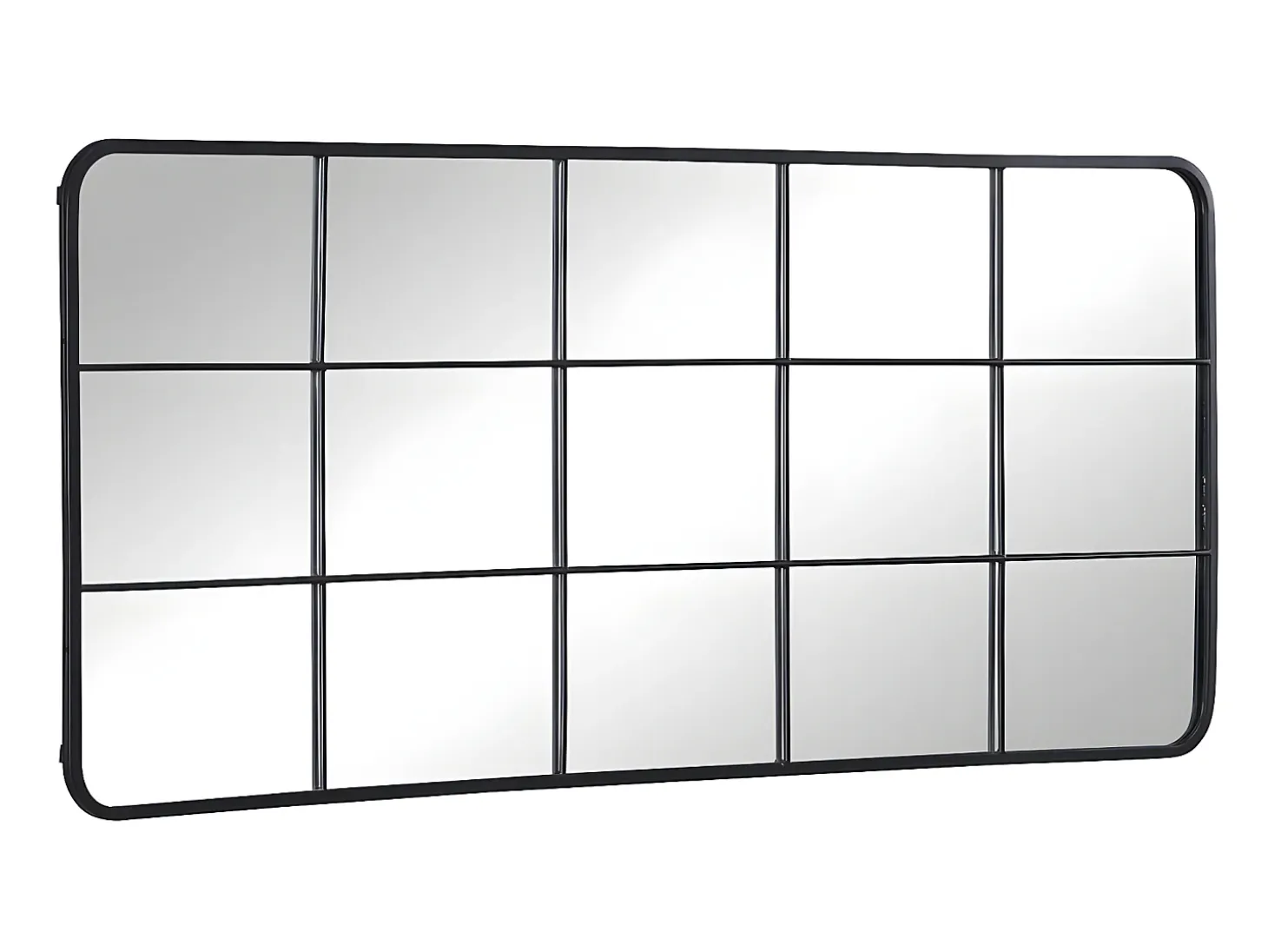 Espelho estilo janela industrial em metal - C. 60 x A. 140 cm - Preto - SCIARA