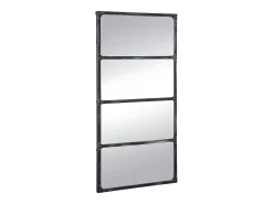 Espelho estilo janela industrial em ferro - C. 140 x A. 75 cm - Preto efeito envelhecido - MAASTRICHT