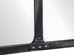 Espelho estilo janela industrial em ferro - C. 140 x A. 75 cm - Preto efeito envelhecido - MAASTRICHT
