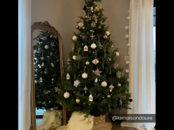 Espelho grande em madeira de paulownia com molduras, 180 cm de altura, dourado, MERRY
