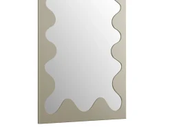 Espelho grande retangular estrutura ondulada em metal C70 x A160 cm bege - GANSU