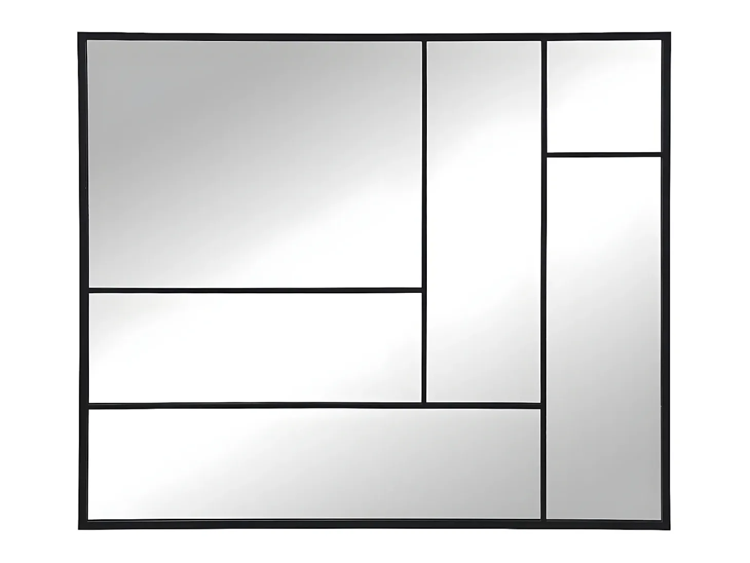 Espelho industrial desestruturado em metal - C. 130 x A. 150 cm - Preto - MALDONIA