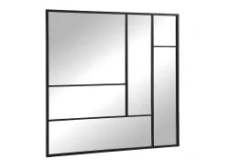 Espelho industrial desestruturado em metal - C. 130 x A. 150 cm - Preto - MALDONIA