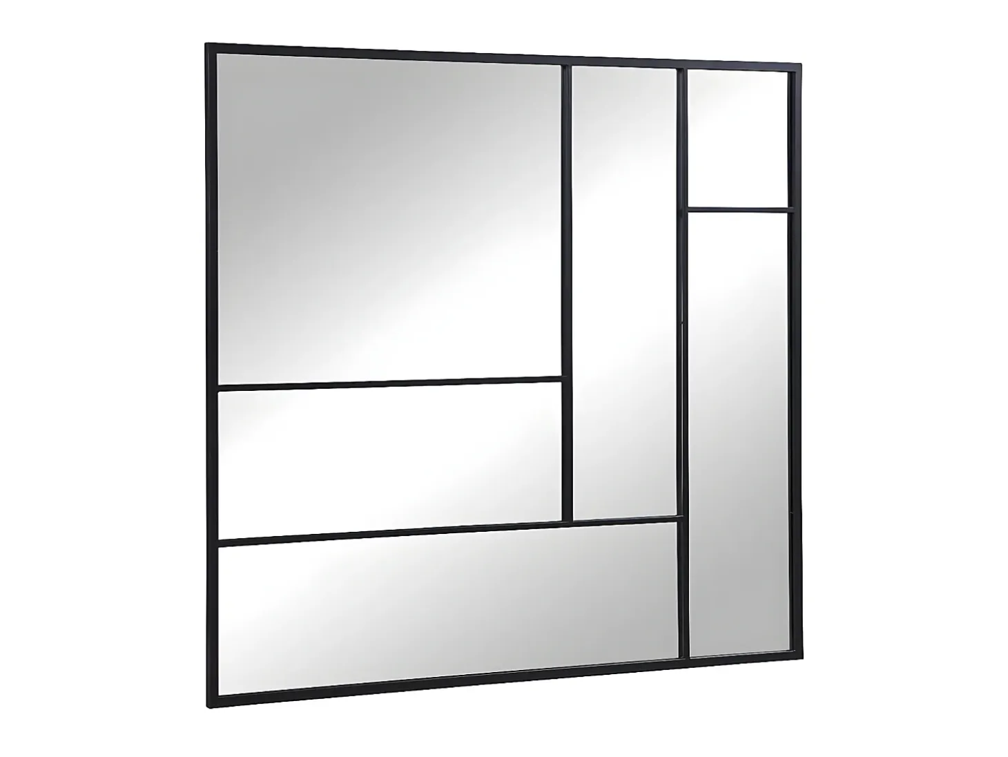 Espelho industrial desestruturado em metal - C. 130 x A. 150 cm - Preto - MALDONIA