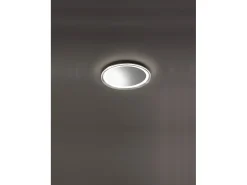 Espelho LED Mirò Ø40 cm 38W Cinza Titânio - Aplique de Teto e Parede - Luz Quente 3000K - Design Moderno para Banheiro, Quarto e Entrada