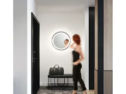 Espelho LED Mirò Ø40 cm 38W Cinza Titânio - Aplique de Teto e Parede - Luz Quente 3000K - Design Moderno para Banheiro, Quarto e Entrada