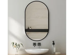 Espelho oval para casa de banho, 50x80 cm, em vidro prateado.