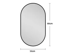 Espelho oval para casa de banho, 50x80 cm, em vidro prateado.
