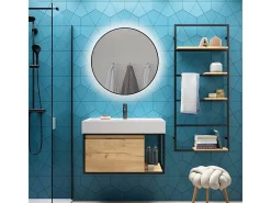 Espelho redondo com iluminação decorativa LED Zeus para banheiro e casa