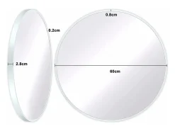Espelho redondo de parede, 60x60cm Modern HD Mirror em cenário para decorar, banheiro, quarto, branco