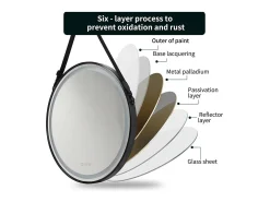 Espelho redondo LED para banheiro 80cm preto com 3 cores ajustáveis ​​antiembaçante 80x80cm