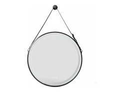 Espelho redondo LED para banheiro 80cm preto com 3 cores ajustáveis ​​antiembaçante 80x80cm
