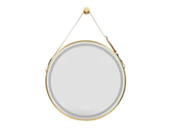Espelho redondo LED para banheiro dourado com 3 cores reguláveis antiembaçante 60x60cm