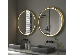 Espelho redondo LED para banheiro 80cm iluminação com 3 cores ajustáveis ​​antiembaçante 80x80cm
