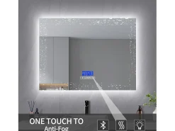 Espelho redondo para banheiro 80x100 cm - LED, Bluetooth, temperatura, desembaçador, iluminação, toque, 6 configurações