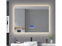 Espelho redondo para banheiro 80x100 cm - LED, Bluetooth, temperatura, desembaçador, iluminação, toque, 6 configurações