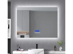 Espelho redondo para banheiro 80x100 cm - LED, Bluetooth, temperatura, desembaçador, iluminação, toque, 6 configurações