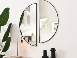 Espelho semicírculo design em meal C.50 x A.100 cm preto - GAVRA
