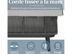 Espreguiçadeira - Sofá de jardim - em aço galvanizado - para 2 pessoas - com toldo ajustável - Cor cinza