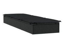 Espreguiçadeira com almofadão preto 201x55x62 cm vime PE