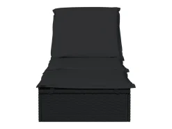 Espreguiçadeira com almofadão preto 201x55x62 cm vime PE