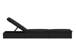 Espreguiçadeira com almofadão preto 201x55x62 cm vime PE