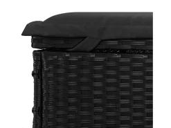 Espreguiçadeira com almofadão preto 201x55x62 cm vime PE