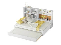 Espreguiçadeira com cama de gavetão - 90x200cm - com prancheta e compartimentos de arrumação - Branco
