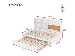 Espreguiçadeira com cama de gavetão - 90x200cm - com prancheta e compartimentos de arrumação - Branco