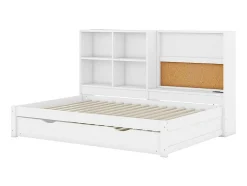 Espreguiçadeira com cama de gavetão - 90x200cm - com prancheta e compartimentos de arrumação - Branco