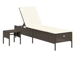 Espreguiçadeira com mesa e almofadão vime PE castanho