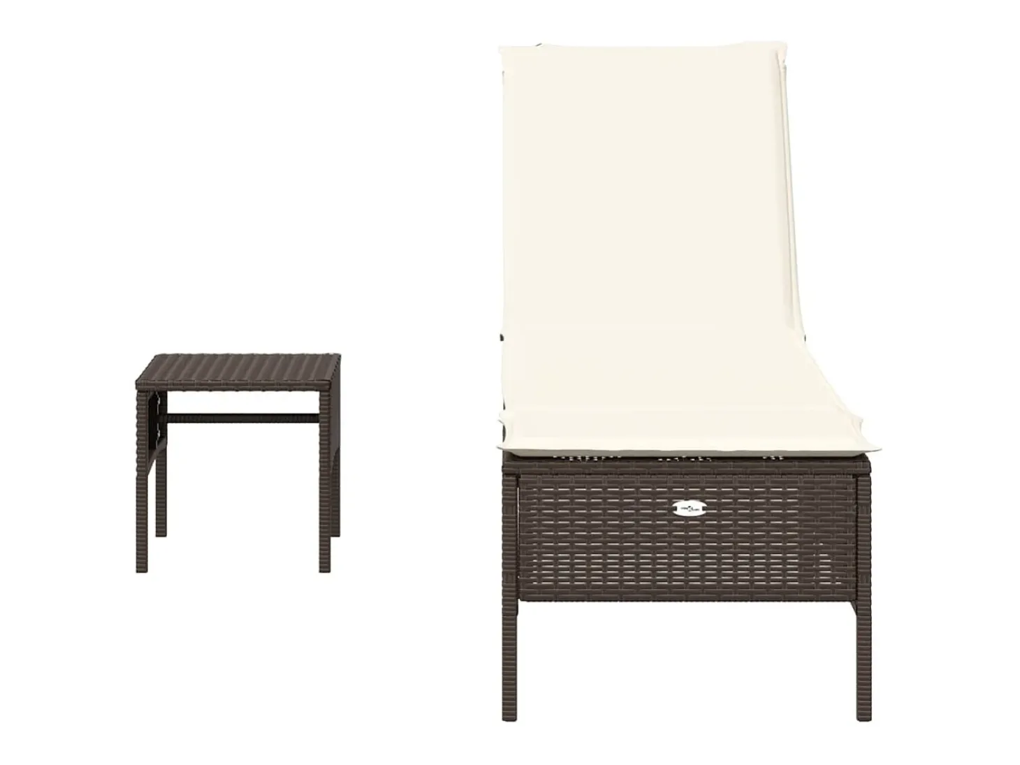 Espreguiçadeira com mesa e almofadão vime PE castanho