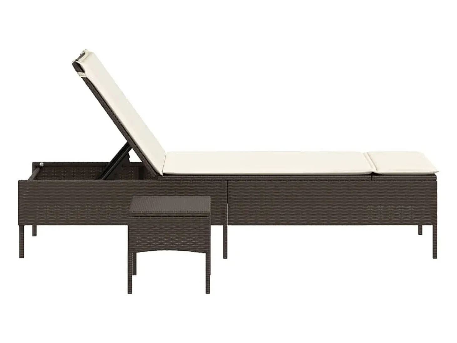 Espreguiçadeira com mesa e almofadão vime PE castanho