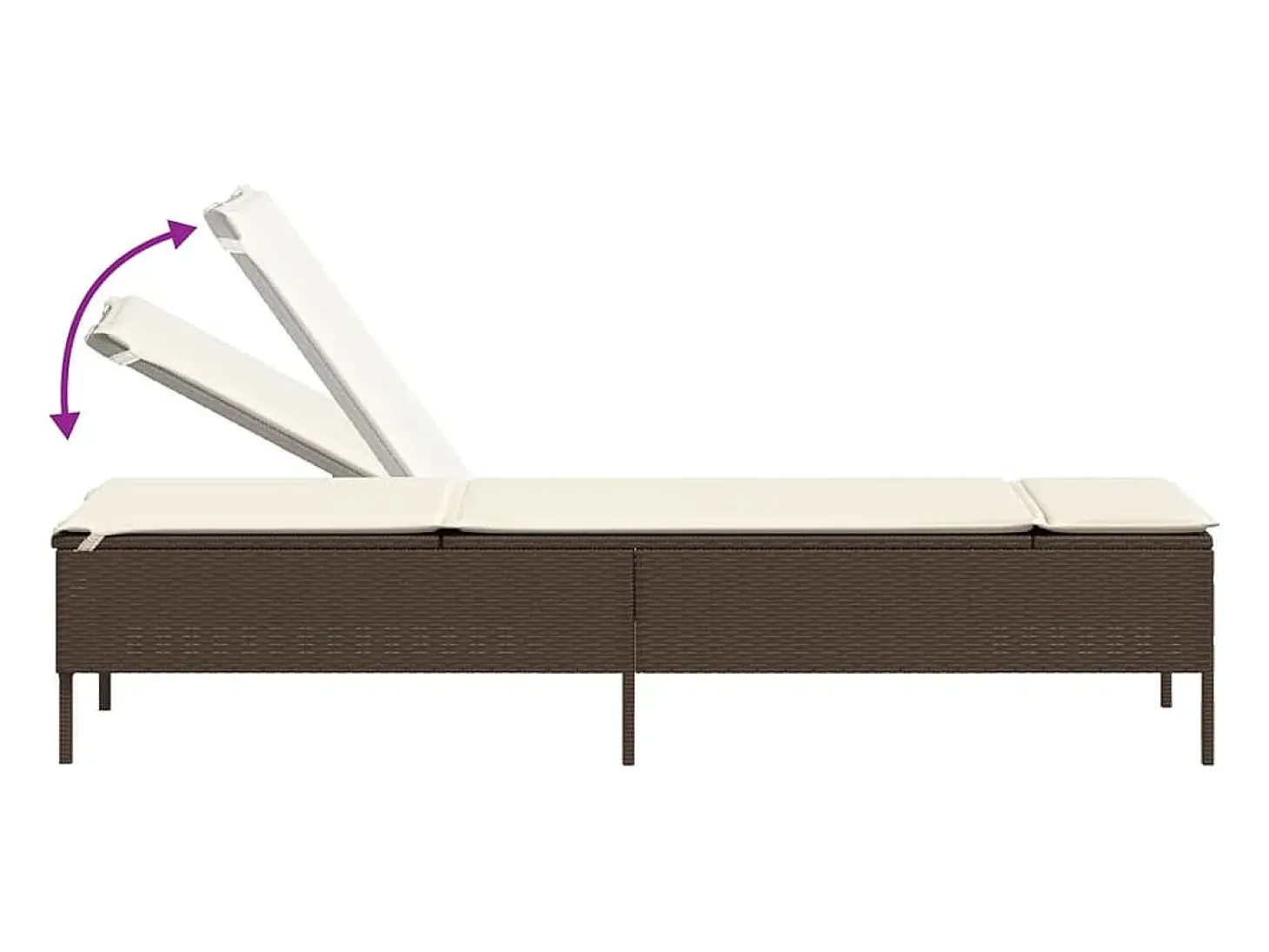 Espreguiçadeira com mesa e almofadão vime PE castanho