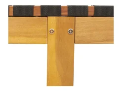 Espreguiçadeira com mesa madeira de acácia maciça/tecido preto