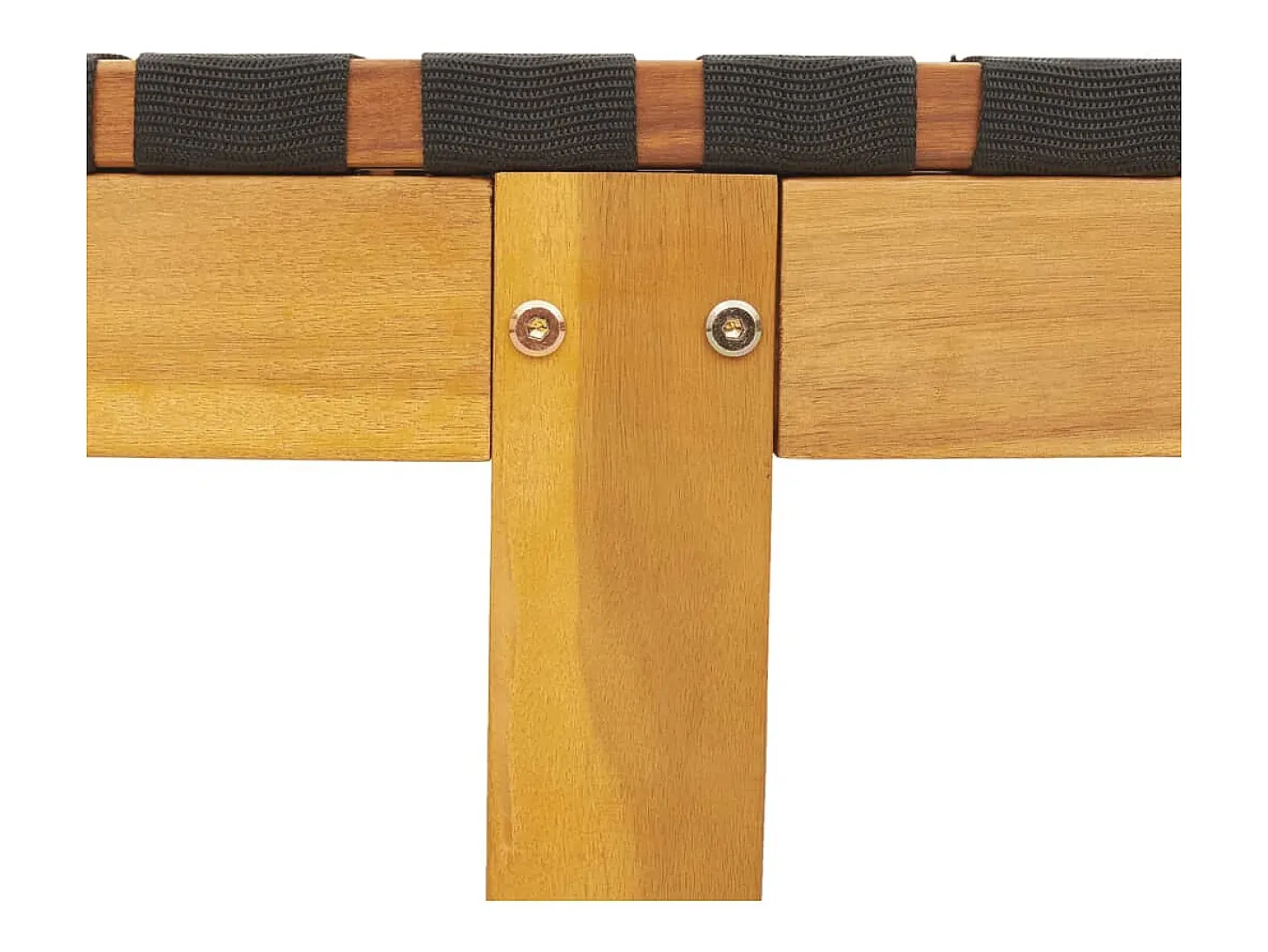 Espreguiçadeira com mesa madeira de acácia maciça/tecido preto