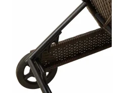Espreguiçadeira com rodas e almofadão vime PE castanho
