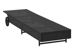 Espreguiçadeira com rodas e almofadão vime PE preto