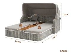 Espreguiçadeira de jardim com guarda-sol - poltrona relaxante - ilha de jardim em rattan com cobertura - metal - cinza