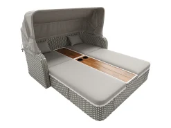 Espreguiçadeira de jardim com guarda-sol - poltrona relaxante - ilha de jardim em rattan com cobertura - metal - cinza