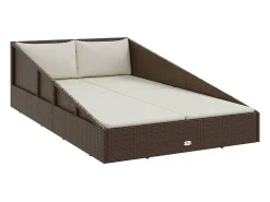 Espreguiçadeira de jardim 110x200 cm vime PE castanho