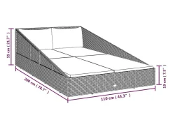 Espreguiçadeira de jardim 110x200 cm vime PE castanho