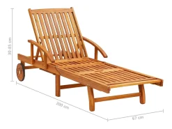 Espreguiçadeira de jardim com mesa e almofadão acácia maciça