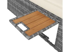 Espreguiçadeira de jardim para duas pessoas - com cortina de sombra - espreguiçadeira de ratã - com almofada e mesa dobrável - cinza