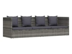 Espreguiçadeira de jardim 200x60 cm vime PE cinzento