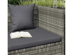 Espreguiçadeira de jardim 200x60 cm vime PE cinzento
