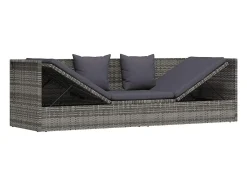 Espreguiçadeira de jardim 200x60 cm vime PE cinzento